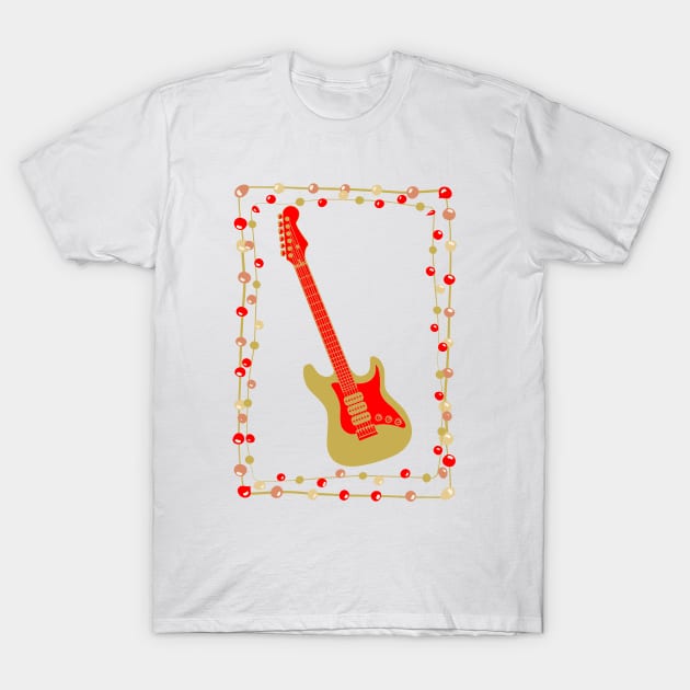 Christmas Electric Guitar T-Shirt by AngelFlame